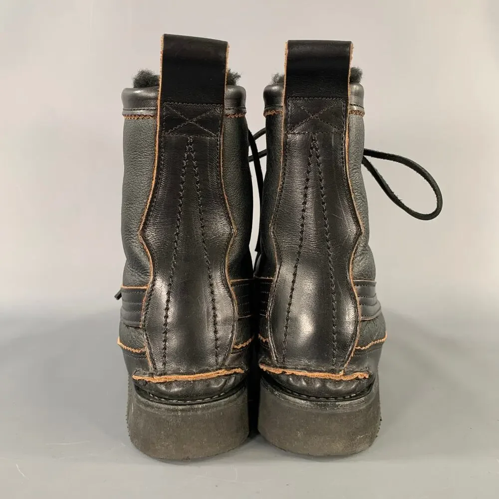 YUKETEN Size 9 Black Brown Leather Lace Up Boots